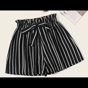 Striped paper bag shorts